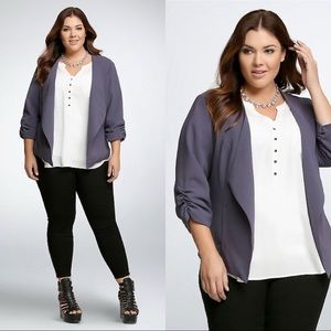 Torrid Drape Front 3/4 Sleeve Blazer